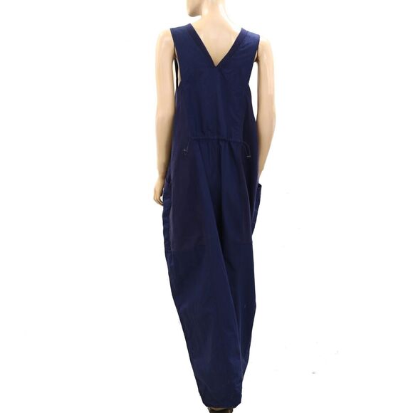 Daily Practice by Anthropologie Zip-Front Jumpsuit Dress Cotton Navy M 280993 - Picture 9 of 10